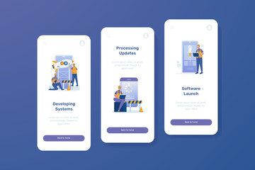 Software developer illustration mobile onboard screen template