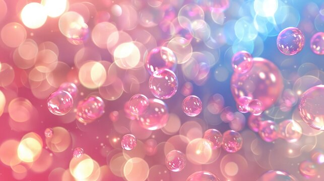 Pink pastel bubble stars bokeh background