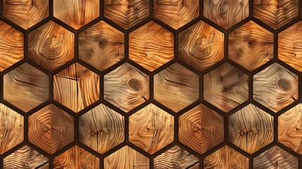 Abstract octagon wood block seamless tile perfect for background wallpaper. - obrazy, fototapety, plakaty
