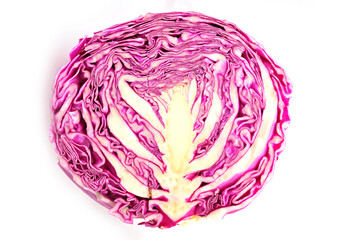 Isolated in the white background of purple cabbage
