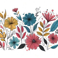 Drawing vibrant color flowers.