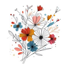 Drawing vibrant color flowers.