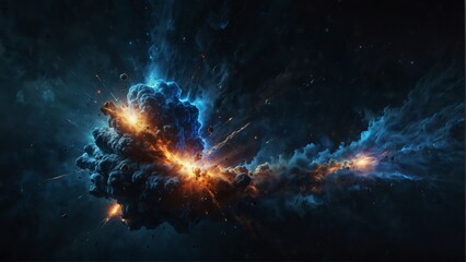 blue color cosmic energy explosion on space universe from Generative AI - obrazy, fototapety, plakaty