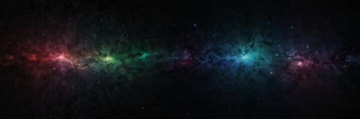 colorful stars on black empty space universe void panoramic wide angle view from Generative AI - obrazy, fototapety, plakaty
