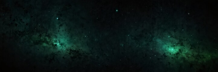 green stars on black empty space universe void panoramic wide angle view from Generative AI