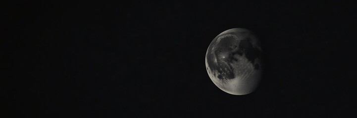 moon on black empty space universe void panoramic wide angle view from Generative AI
