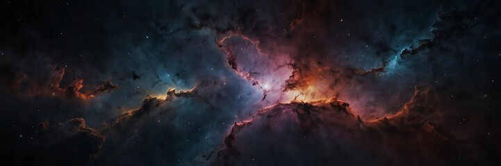 nebula galaxy on black empty space universe void panoramic wide angle view from Generative AI