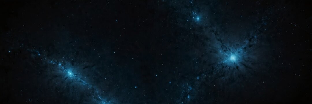 blue stars on black empty space universe void panoramic wide angle view from Generative AI