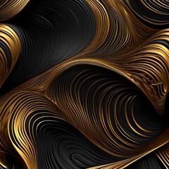 3D abstract wallpaper. Three-dimensional dark golden and black background. golden wallpaper. Black and gold background