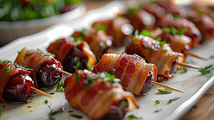 Elegant appetizer featuring bacon-wrapped dates
