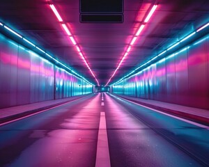 A neon-lit tunnel
