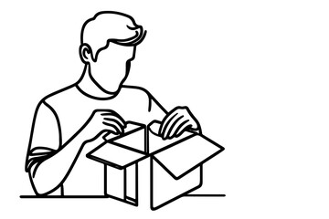 Man opening a box