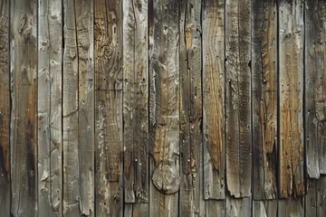 Foto op Aluminium Close-up of weathered wooden planks with natural patterns and textures, perfect for rustic background.   © Kishore Newton