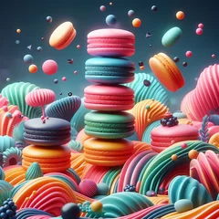 Foto op Plexiglas Colorful 3d rendering of macaroons  © Руслан Абдуллин