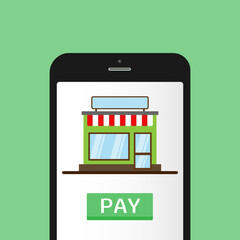 Mobile Payment. Smartphone with Online Payment. Credit card on screen phone. Online shopping. NFC payments. Banking, Finance app and e-payment. Pay by credit card via electronic wallet wirelessly