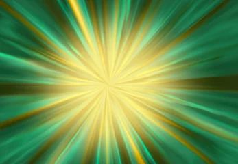 Poster Green yellow abstract background with explosion rays. Light shining starburst sky star. Wallpaper. Creative abstract emerald green yellow background with beams. © azteka