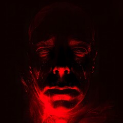 Spooky Ghost Face with a red glow