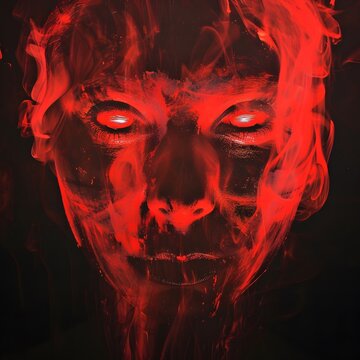 Spooky Ghost Face with a red glow