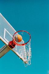 basketball hoop with ball going in