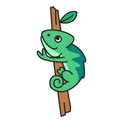 Cute cartoon chameleon vector illustration