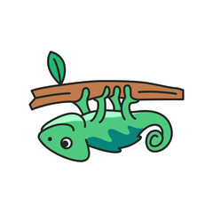 Cute cartoon chameleon vector illustration