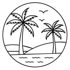      Beautiful seaside view with some coconut palm.
