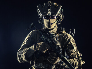 Military security service shooter soldier studio portrait