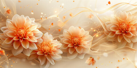 White orange chrysanthemum flowers in close up and detailed