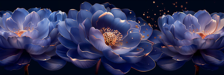 Blue chrysanthemum flowers in close up and detailed - Powered by Adobe