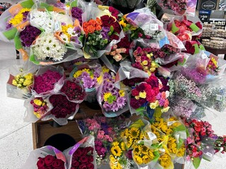 colorful flowers in a market