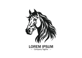 Horse head logo icon vector silhouette isolated on white background