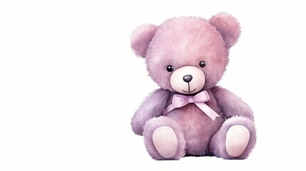 Cute teddy bear in watercolor hand drawn style isolated on white background.