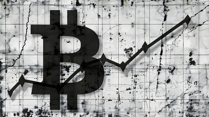 Minimalist Bitcoin wallpaper with black and white style, overlaid with price graph
