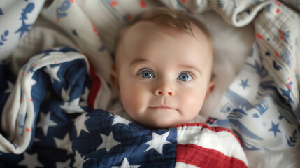 Baby in a USA blanket