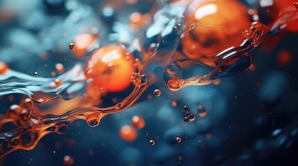 a combination of oil and water, a fantastic abstract macro background with blur elements and motion along the perimeter of the frame - obrazy, fototapety, plakaty