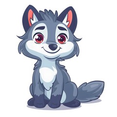 Obraz premium Cute and Happy wolf Character in Simple Cartoon Style