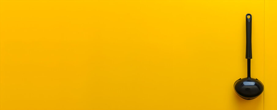 Plunger web banner. Plunger positioned on yellow background with space for text.