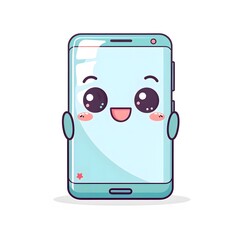 Cute and Happy phone Character in Simple Cartoon Style

