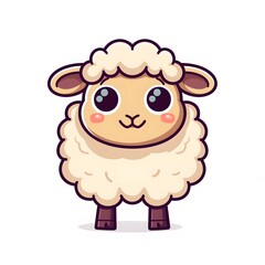 Fototapeta premium Cute and Happy sheep Character in Simple Cartoon Style