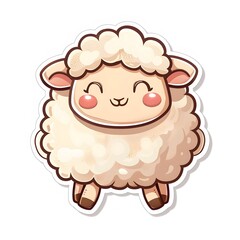 Cute and Happy sheep Character in Simple Cartoon Style

