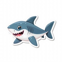Obraz premium Cute and Happy shark Character in Simple Cartoon Style