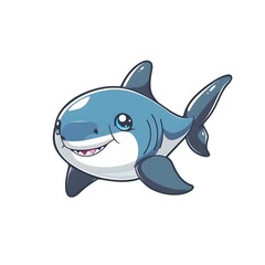 Fototapeta premium Cute and Happy shark Character in Simple Cartoon Style