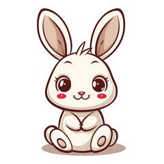 Obraz premium Cute and Happy rabbit Character in Simple Cartoon Style