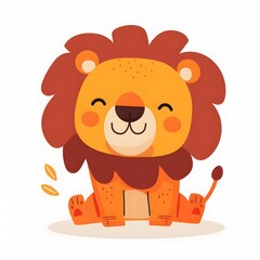 Obraz premium Cute and Happy lion Character in Simple Cartoon Style