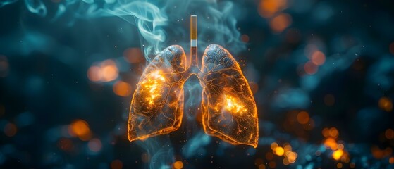 Impact of Smoking on Human Lungs. Concept Lung Health, Smoking Effects, Respiratory System, COPD, Lung Cancer - obrazy, fototapety, plakaty