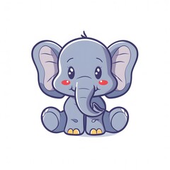 Fototapeta premium Cute and Happy elephant Character in Simple Cartoon Style