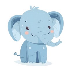 Obraz premium Cute and Happy elephant Character in Simple Cartoon Style