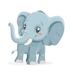 Obraz premium Cute and Happy elephant Character in Simple Cartoon Style