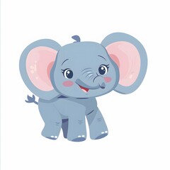 Obraz premium Cute and Happy elephant Character in Simple Cartoon Style