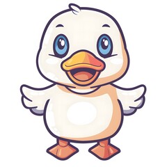 Cute and Happy duck Character in Simple Cartoon Style

